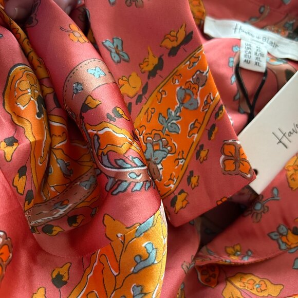 NWT Haver + Blair Burnt Orange Paisley Print Button-Up Blouse XL - Picture 14 of 16